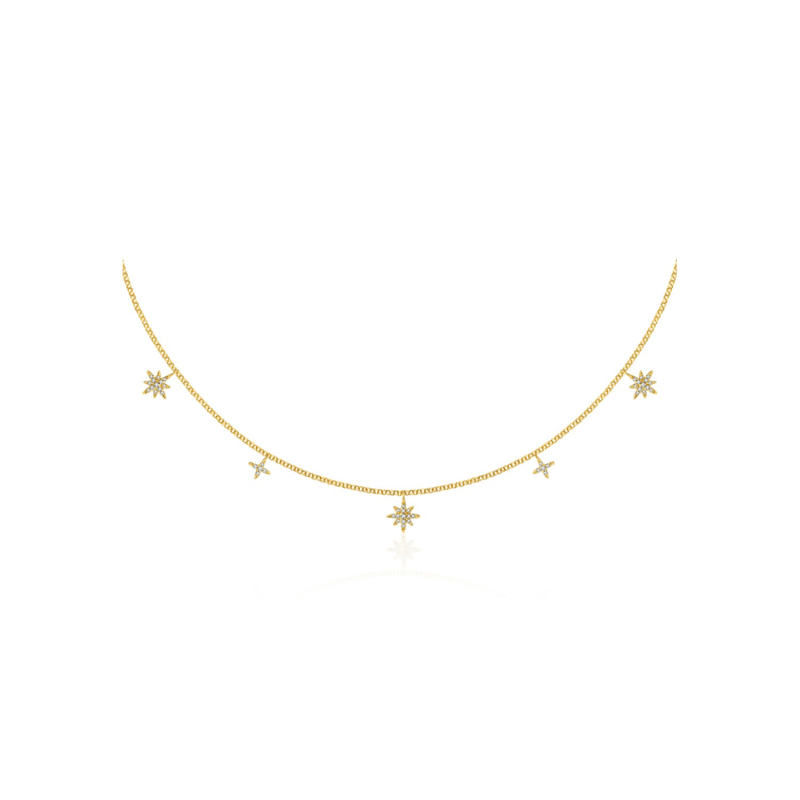 Thumbnail of 18K Yellow Gold Star Shape Diamond Necklace Choker image