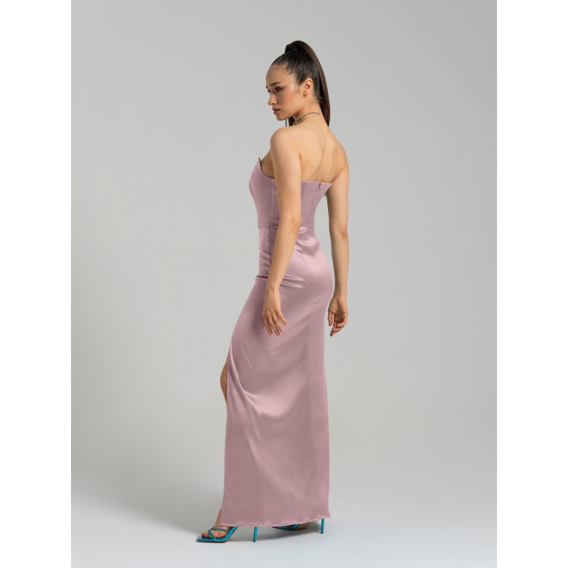 Thumbnail of Queen Of Hearts Satin Maxi Dress - Soft Pink image