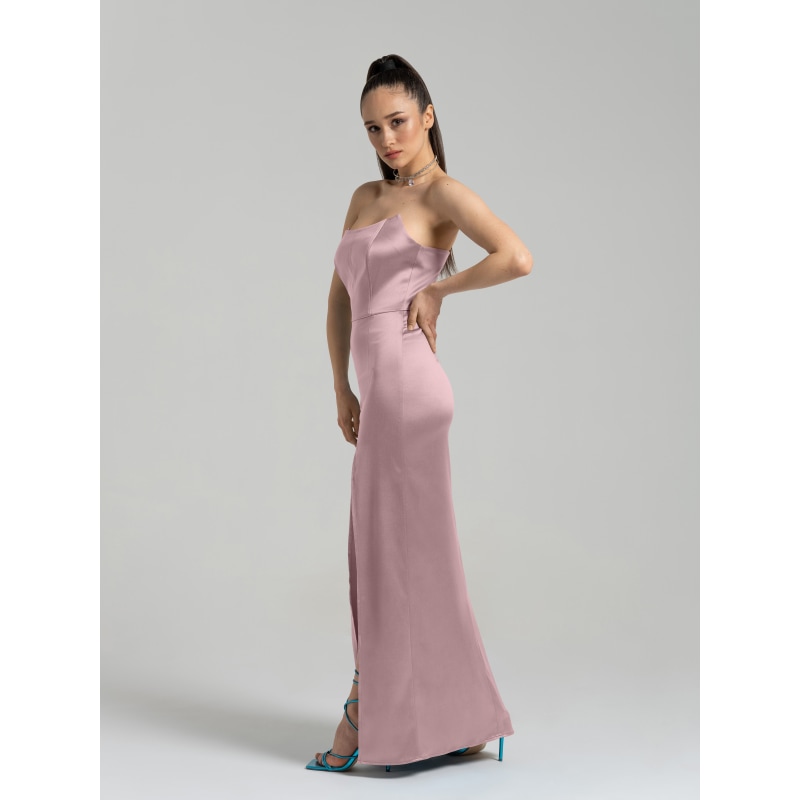 Thumbnail of Queen Of Hearts Satin Maxi Dress - Soft Pink image