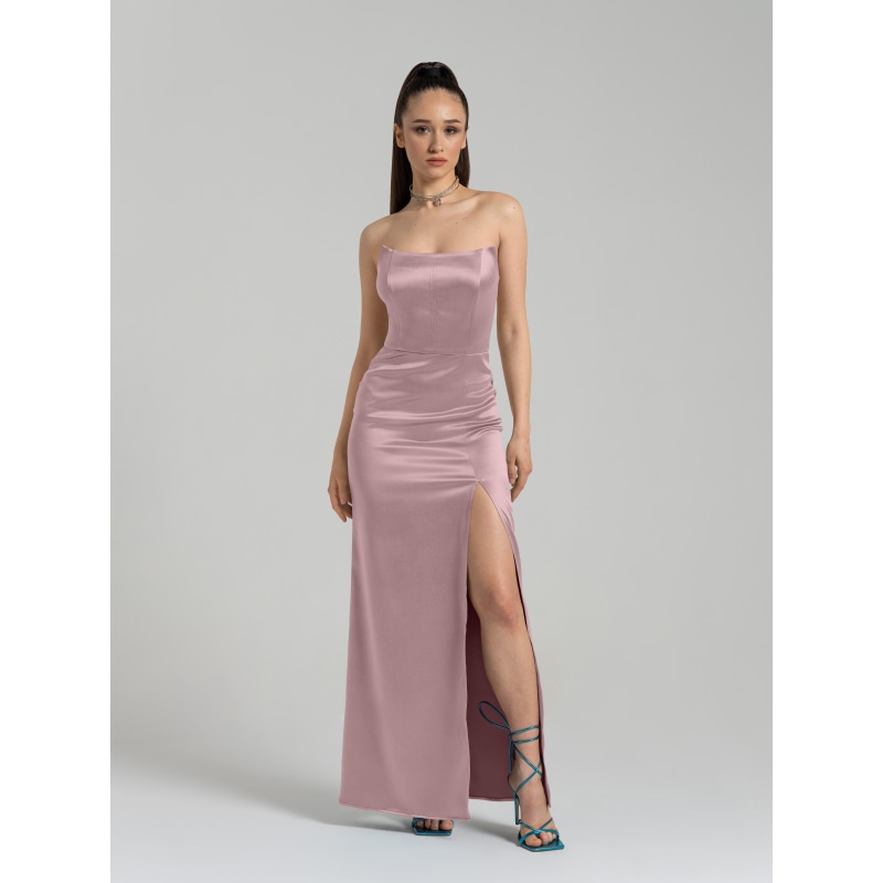 Thumbnail of Queen Of Hearts Satin Maxi Dress - Soft Pink image