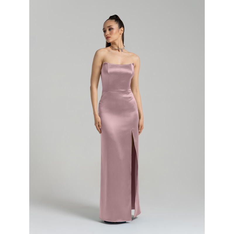 Thumbnail of Queen Of Hearts Satin Maxi Dress - Soft Pink image