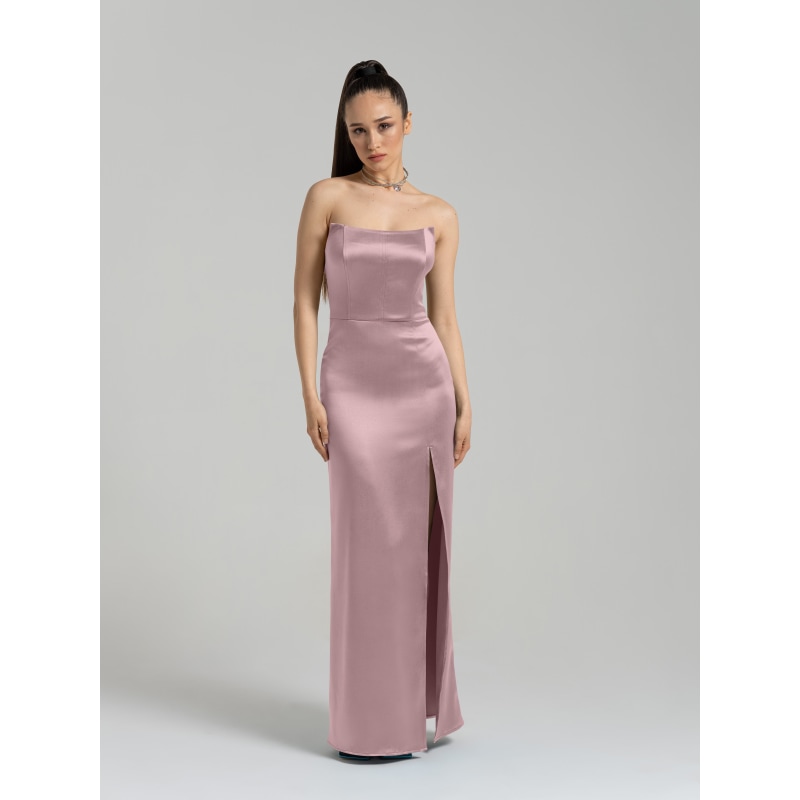 Thumbnail of Queen Of Hearts Satin Maxi Dress - Soft Pink image