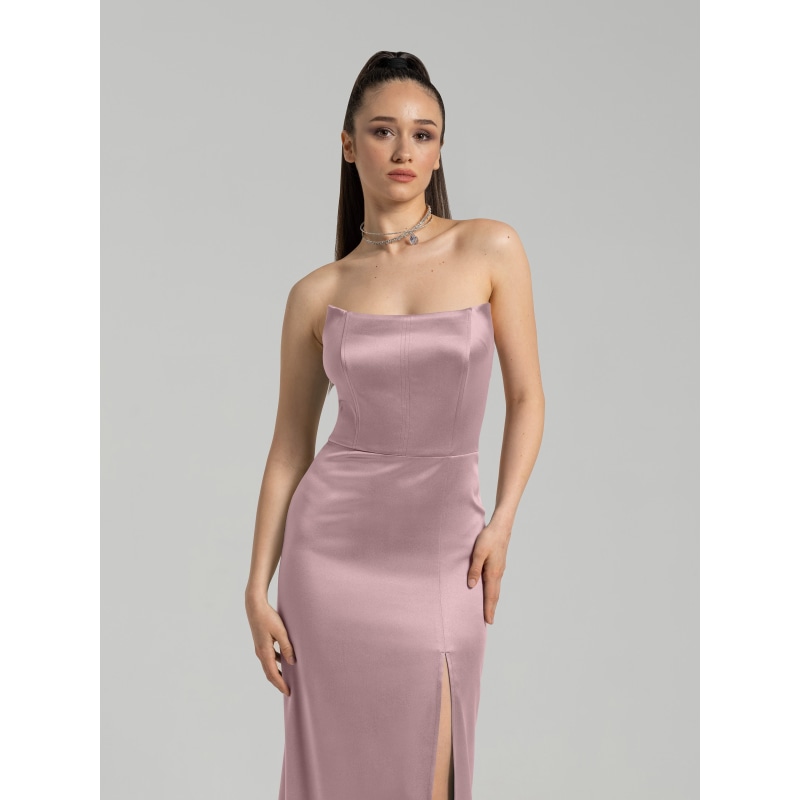 Thumbnail of Queen Of Hearts Satin Maxi Dress - Soft Pink image