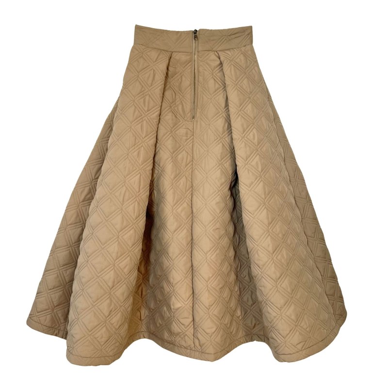 Thumbnail of Quilted Puffer Midi Skirt In Beige image