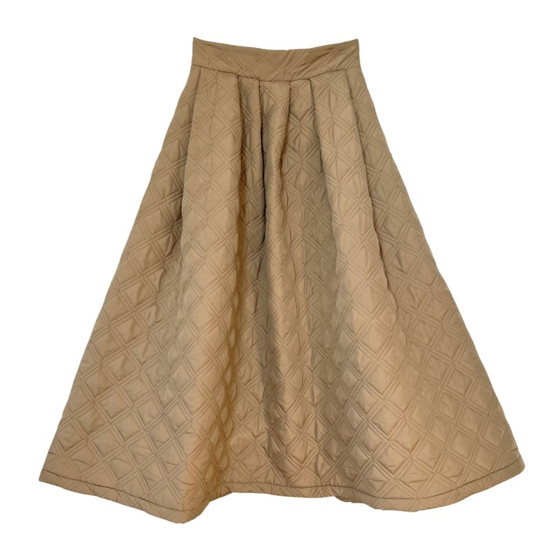 Thumbnail of Quilted Puffer Midi Skirt In Beige image