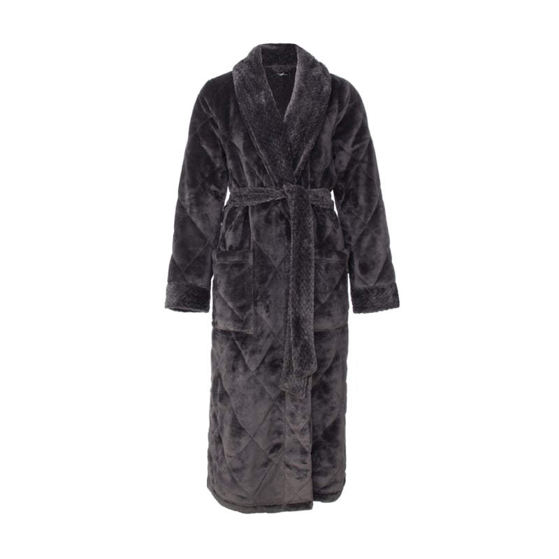 Thumbnail of Quilted Velour Robe In Raven image