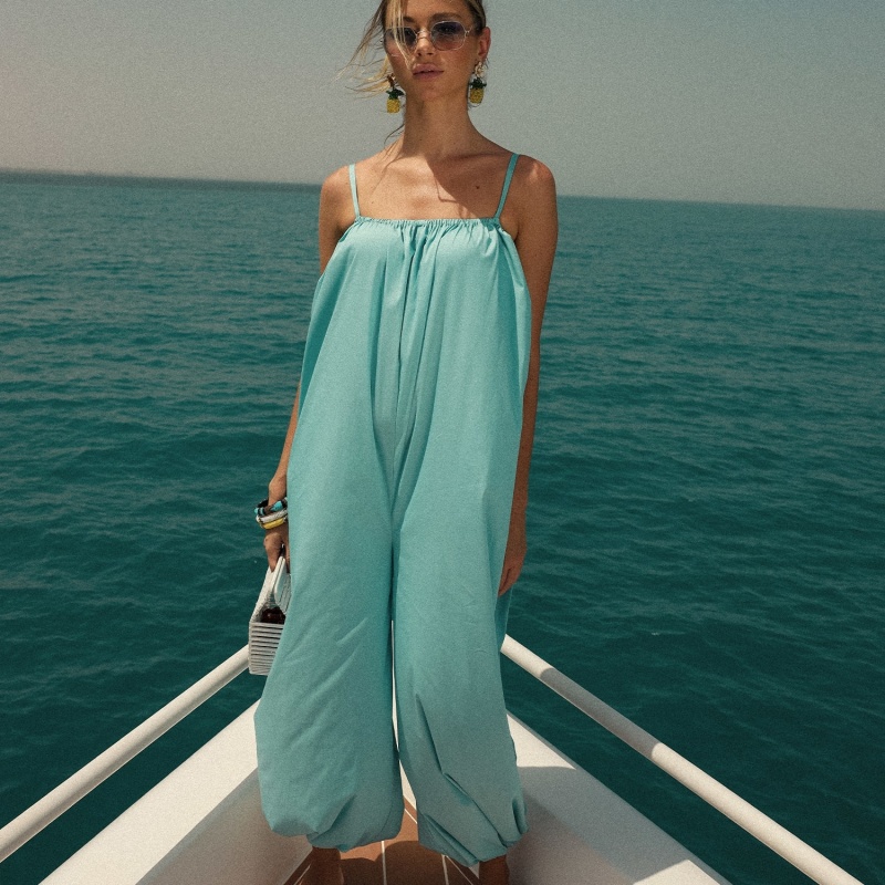 Thumbnail of Quirky Jumpsuit With Puffed Hemline- Aquatic image