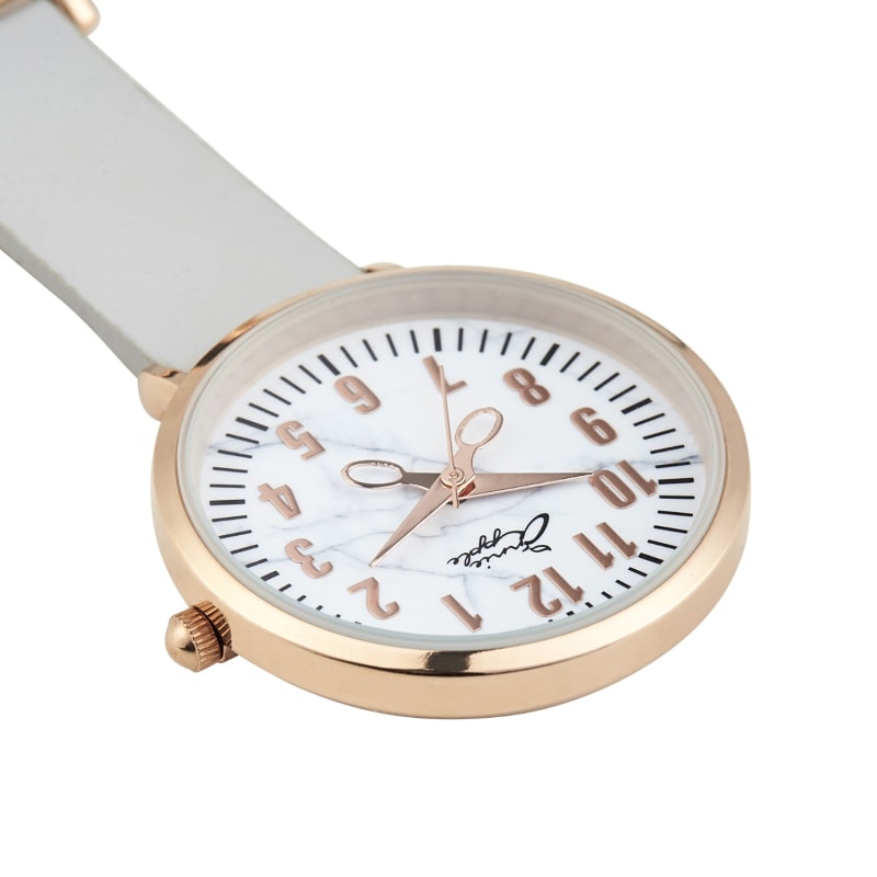 Thumbnail of Annie Apple Marble Rose Gold Grey Leather Nurse Fob Watch image