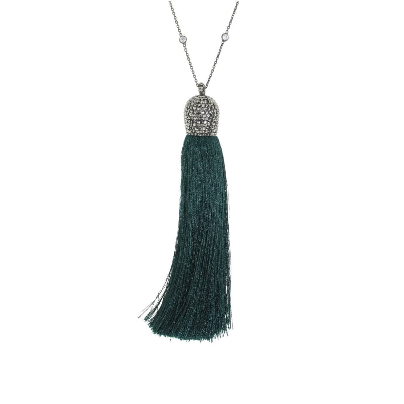 Thumbnail of Emerald Silk Tassel Necklace image