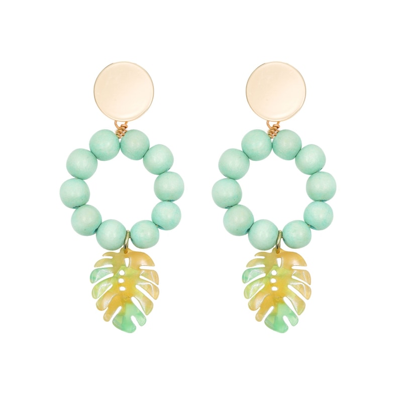 Thumbnail of The Lola Tropical Leaf Turquoise Earrings image