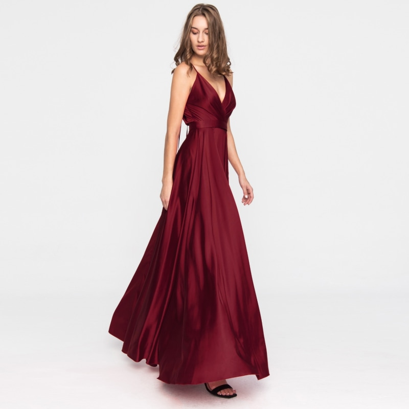 Thumbnail of Satin Long Dress Burgundy image