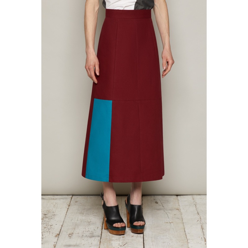 Thumbnail of A line Huberta Skirt Maroon In Organic Cotton image