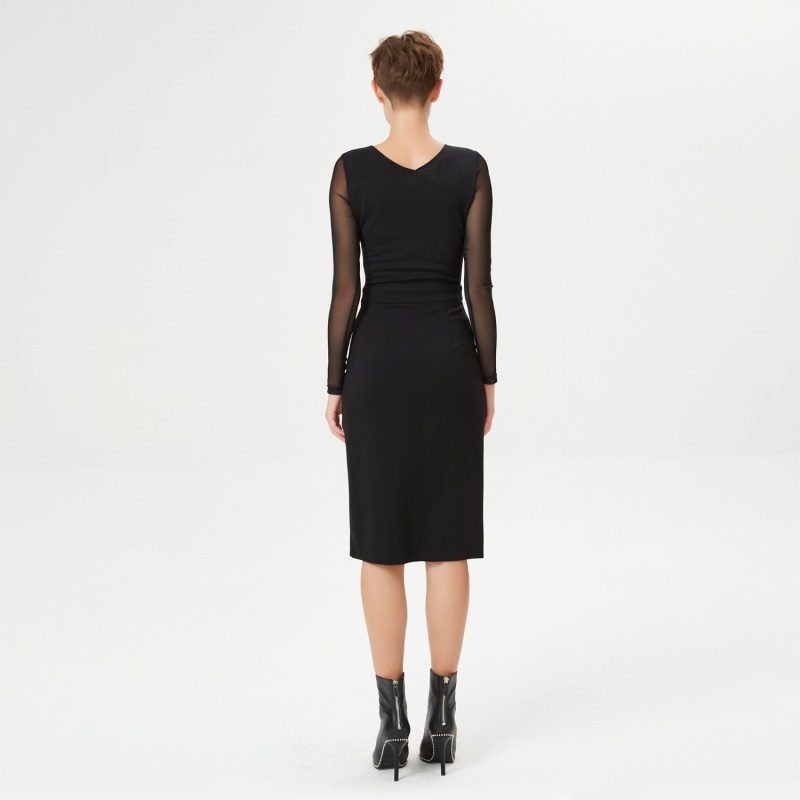 Thumbnail of Fitted Dress In Jersey And Mesh - Black image