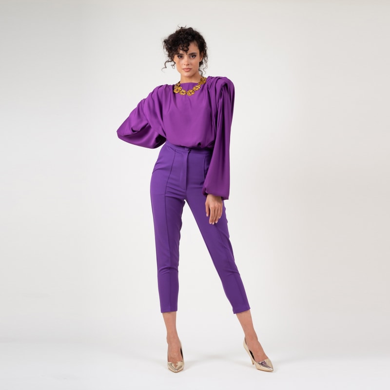 Thumbnail of Deep Purple Blouse With Padded Shoulders image