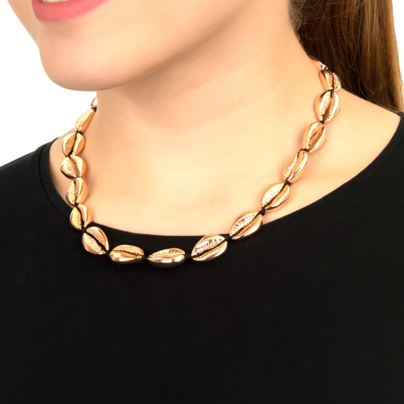 Thumbnail of Cowrie Shell Choker Strand Necklace Rose Gold image