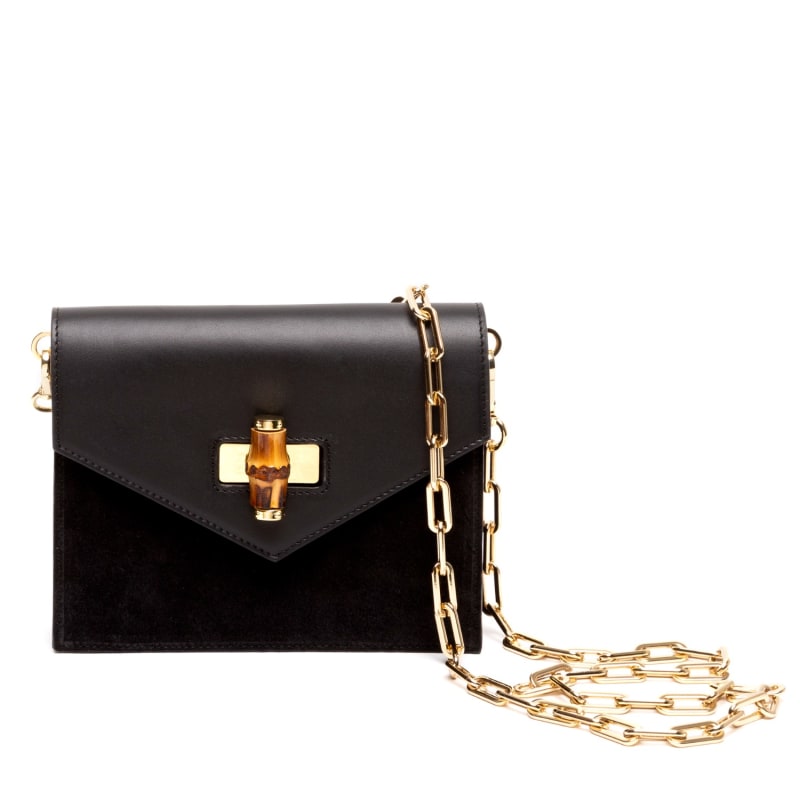 Margaux Black Leather & Suede Crossbody Bag, Primo Luxe