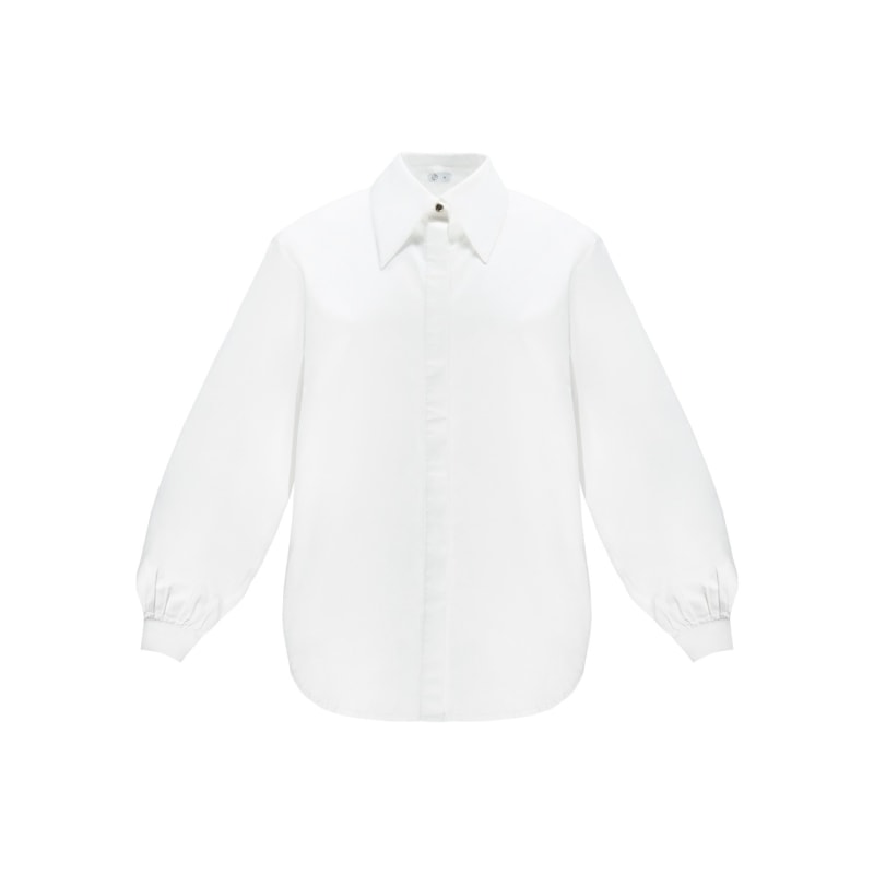 Prague Organic Cotton Poplin Collar Shirt In Cloud White | 1