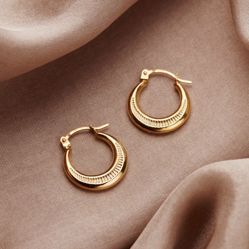 9ct Gold Star Creole Hoop Earring 