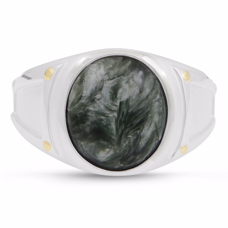 Thumbnail of Seraphinite Iconic Stone Signet Ring In Sterling Silver image