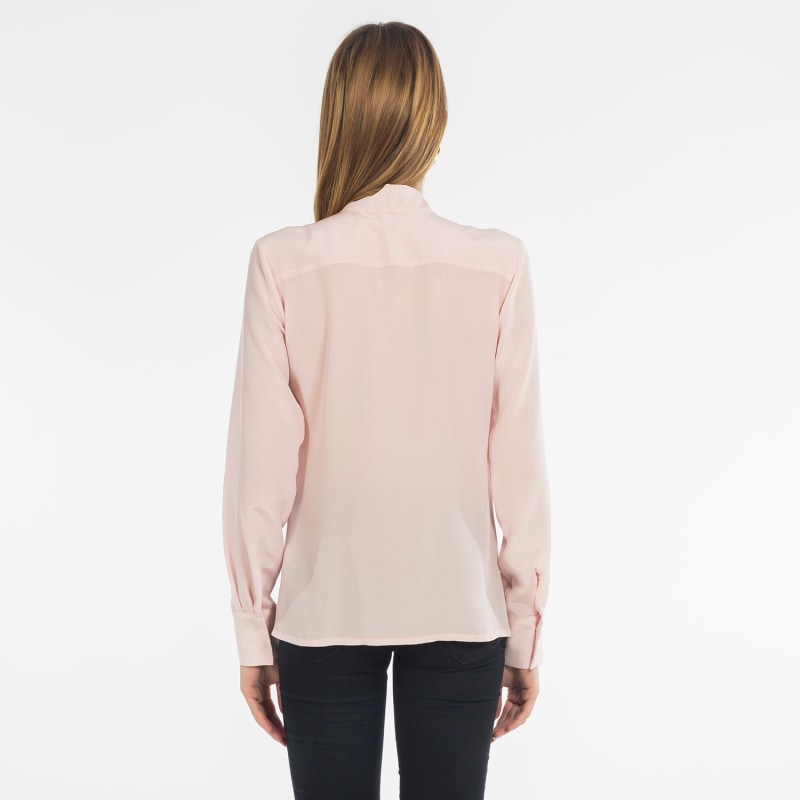 Thumbnail of Blush Pink Pussy Bow Silk Shirt image