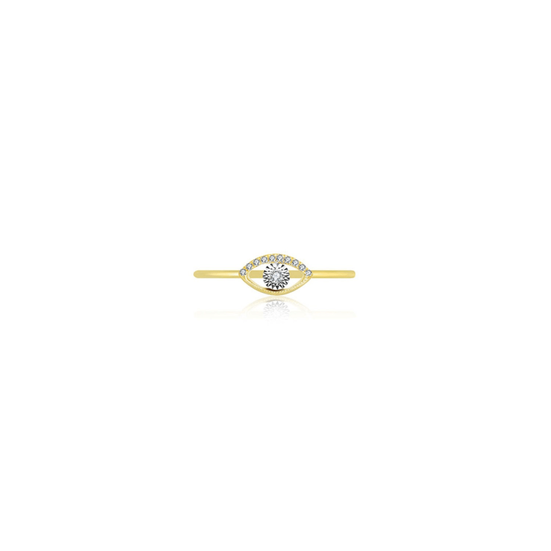 Thumbnail of 18K Yellow Gold Eye Shape Diamond Ring image