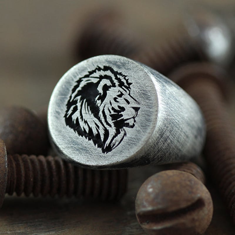 Lion Silver Mens Rings Carpe Diem Jewellery Wolf Badger