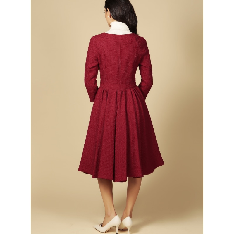 Thumbnail of 'Lady' Italian Wool Swing Dress Coat In Rosso image