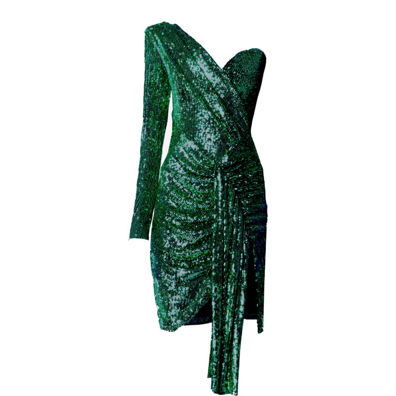 Thumbnail of Asymmetric Sequin Emerald Dress Gloria image