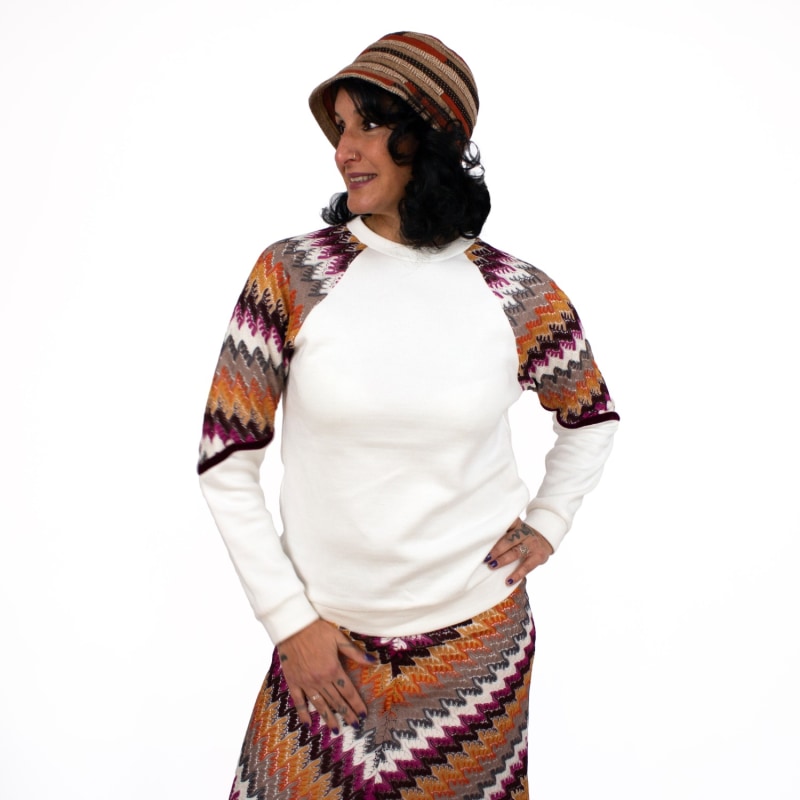 Thumbnail of Multi Color Pointelle-Knit Garnished Sweatshirt image