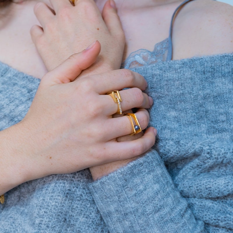 Thumbnail of Alvaro Cocktail Ring With Grey Pearl image