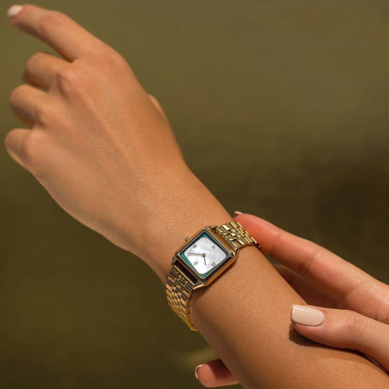 Thumbnail of Geminus Malachite & Pearl Watch - Gold image