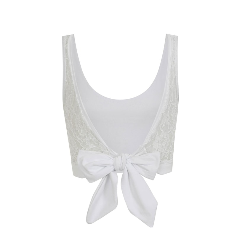 White Lace Back Crop Top by Sophie Cameron Davies