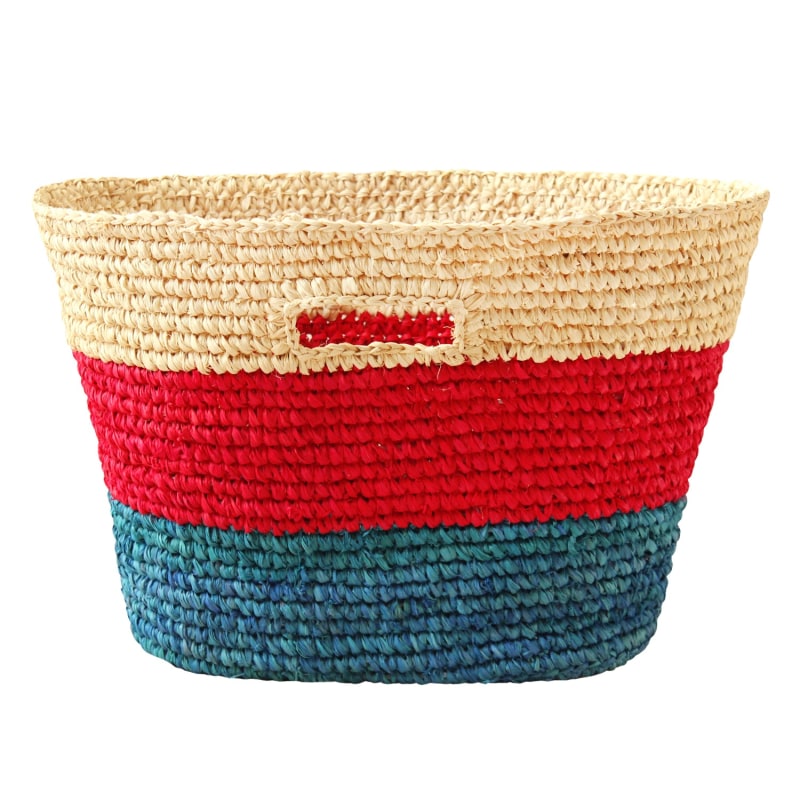 Thumbnail of Sayan Raffia Tote Bag In Red & Blue image