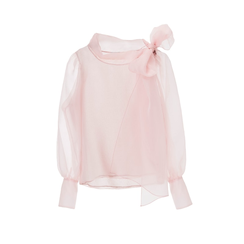 Thumbnail of Sheer Pink Organza Silk Blouse image