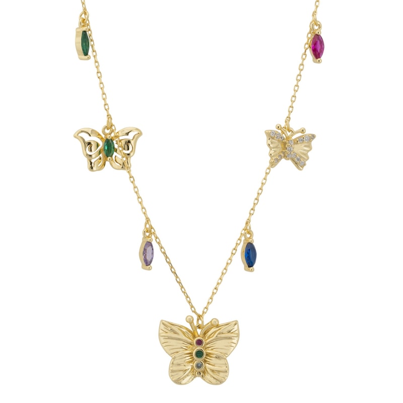 Thumbnail of Rainbow Butterflies Necklace Gold image