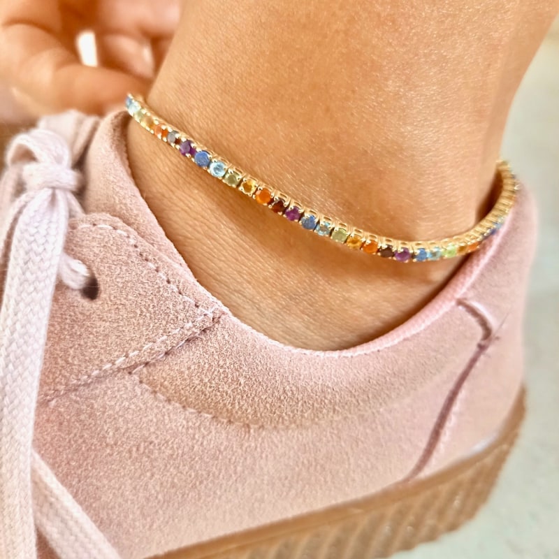 Thumbnail of Rainbow Chakra Anklet - Gold Plate & Semi Precious Stones image