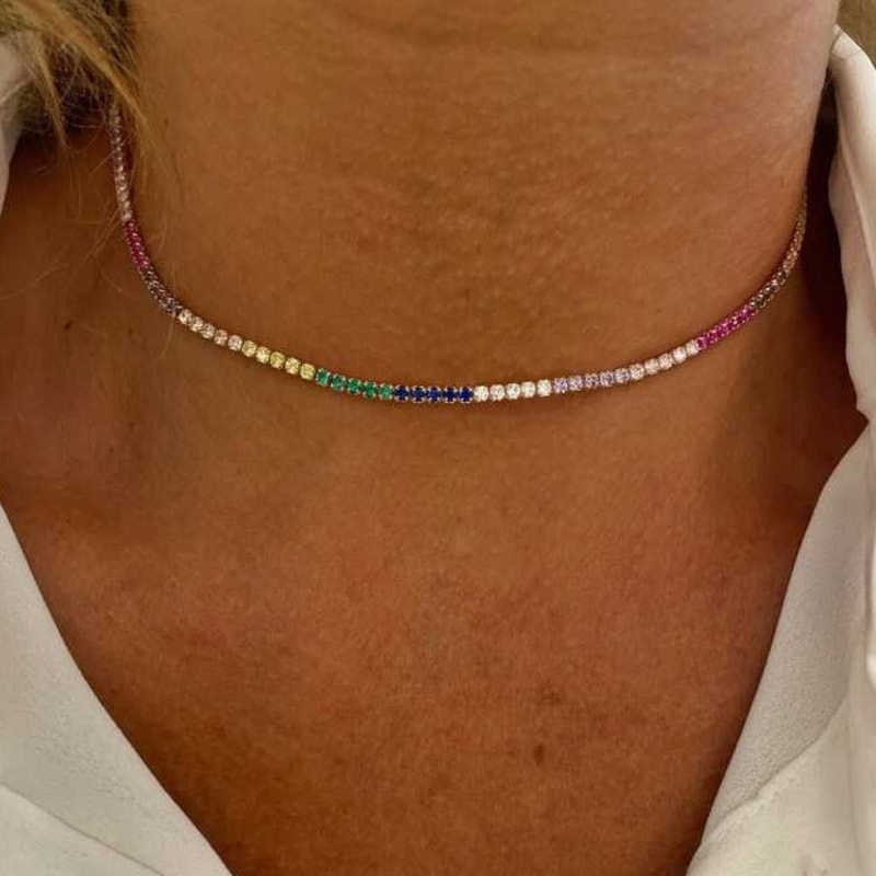 Rainbow hotsell tennis necklace