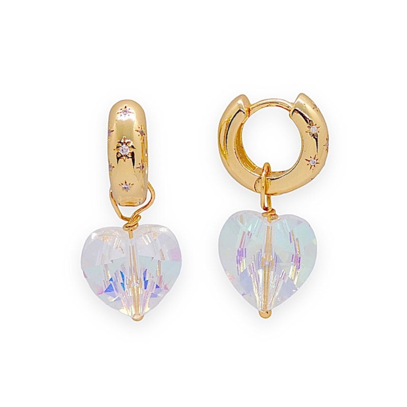 Loveheart Crystal Hoop Earrings | Gold|Valentina-Rose