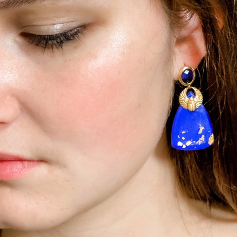 Anubis Statement Earrings Babaloo Jewelry Wolf Badger