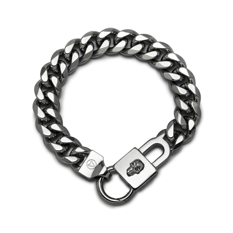 Thumbnail of Atticus Skull Lock Chain Bracelet in Gunmetal image