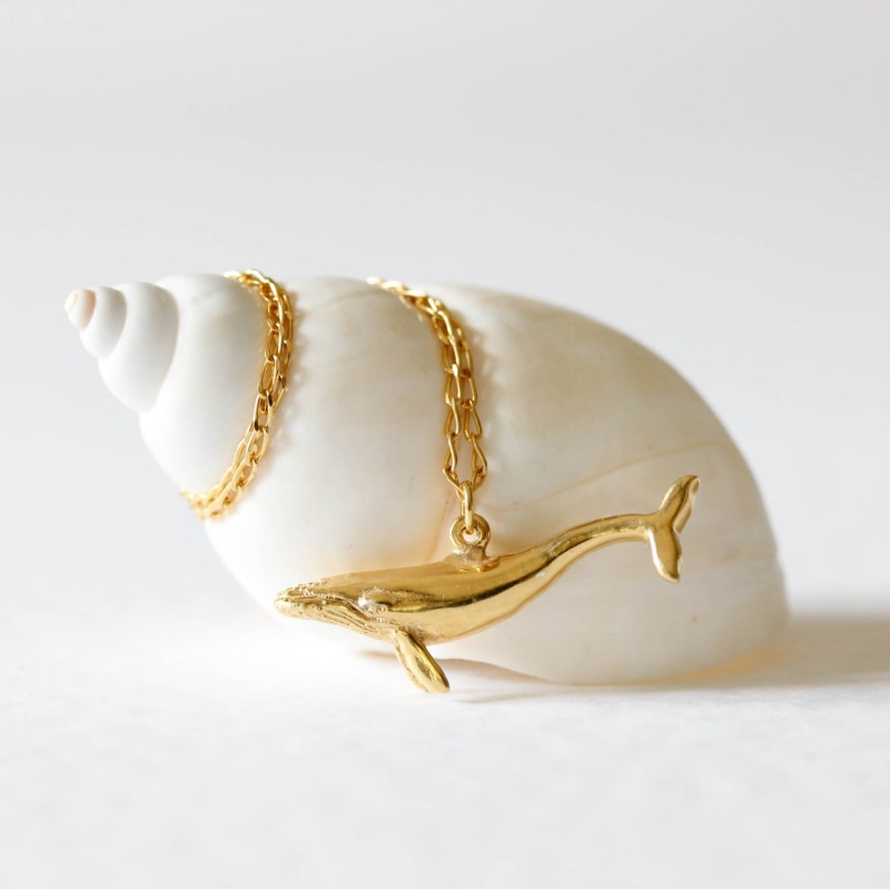 Thumbnail of Blue Whale Necklace - Gold image