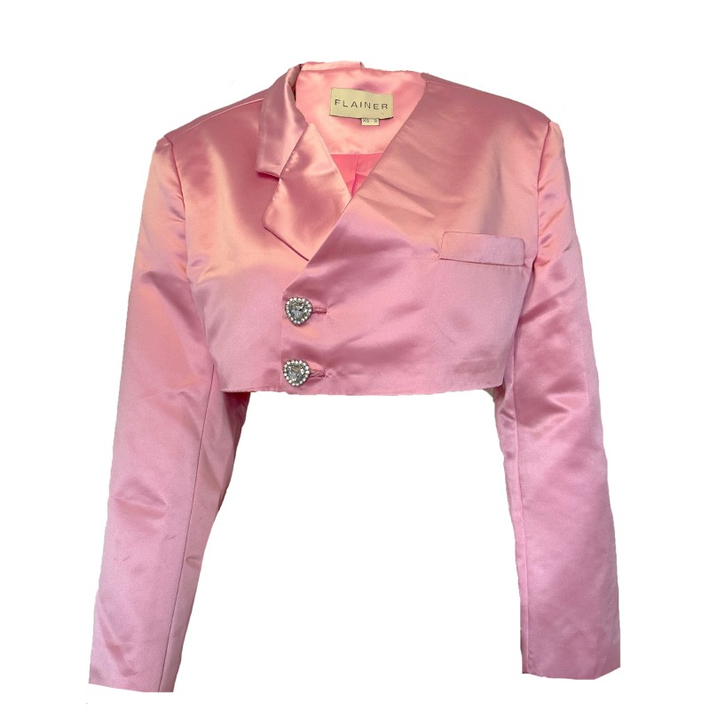 Thumbnail of Raspberry Heart Stone Satin Blazer image