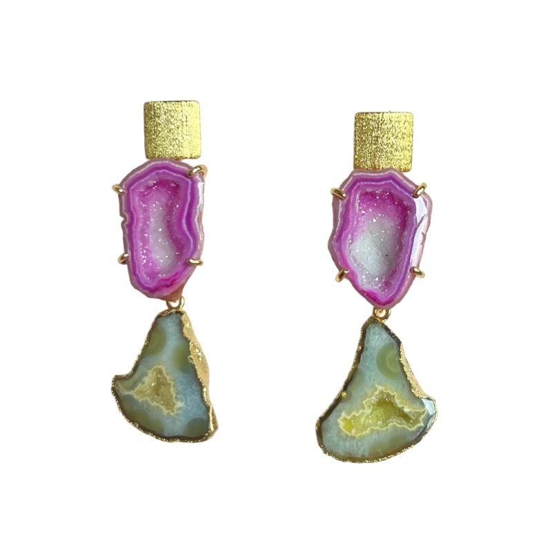 Thumbnail of Raspberry & Lemon Rocks In The Sky Earrings image