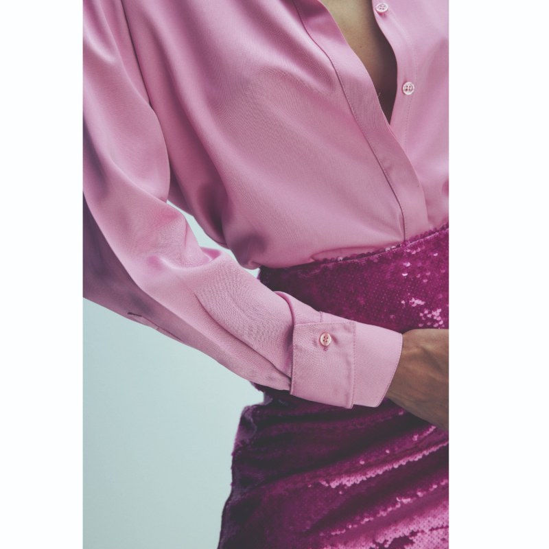 Thumbnail of Ravenna Satin Shirt In Parfait Pink image