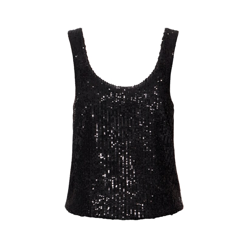 Black sparkly tank top cheap