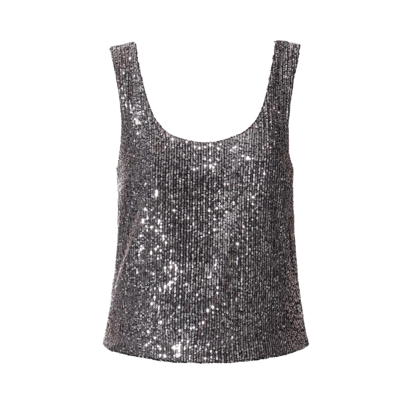 Party Together Silver Sequin Cropped Cami Top