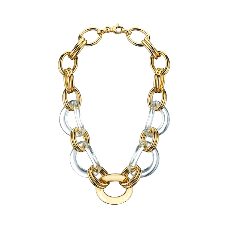 Thumbnail of Clear And Gold Oversized Link Lucite Necklace image