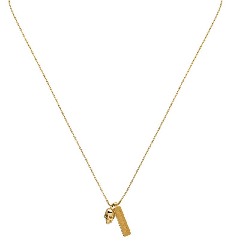 Thumbnail of Atticus Skull Tag Necklace In Gold image