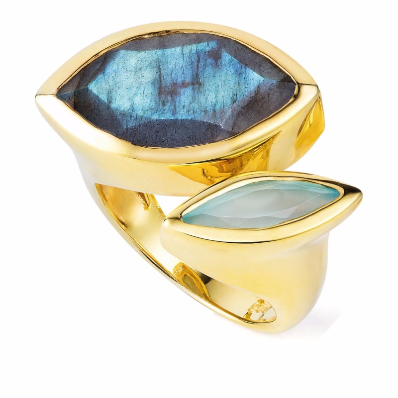 Thumbnail of Celestine Gold Ring Labradorite & Chalcedony image