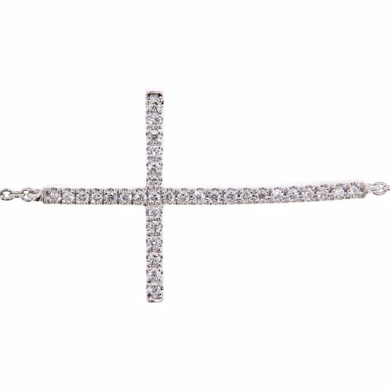 Thumbnail of Diamond Cross Bracelet 18k White Gold  image